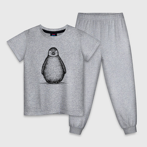 Детская пижама Пингвиненок спереди / Меланж – фото 1