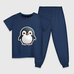 Пижама хлопковая детская Пингвин цыпленок, цвет: тёмно-синий