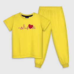 Пижама хлопковая детская Сердце и электрокардиограмма: символ здоровья и лю, цвет: желтый