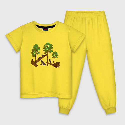 Детская пижама Медведи в сосновом лесу / Желтый – фото 1