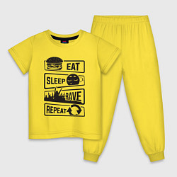 Пижама хлопковая детская Еасть спать рейв, цвет: желтый