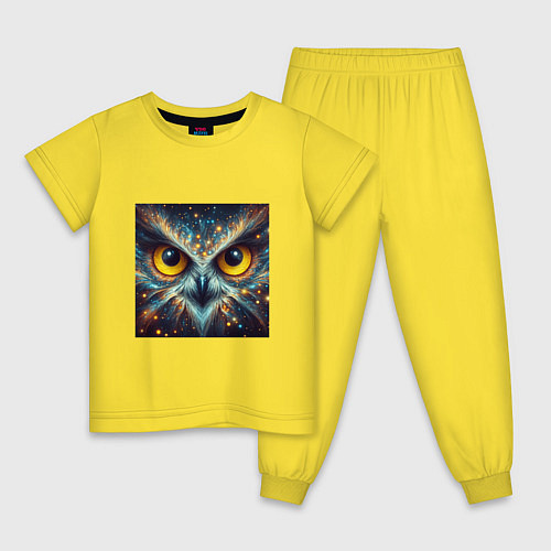 Детская пижама Портрет космической совы / Желтый – фото 1