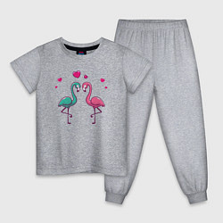 Пижама хлопковая детская Flamingo love, цвет: меланж