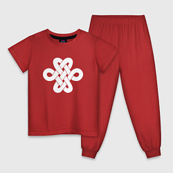 Пижама хлопковая детская Белый кельтский узор, цвет: красный