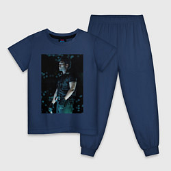 Пижама хлопковая детская Звездное сияние, цвет: тёмно-синий