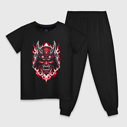 Пижама хлопковая детская Samurai mask demon, цвет: черный