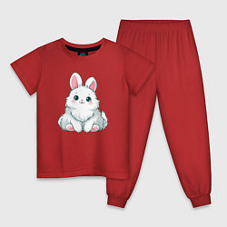 Пижама хлопковая детская Пушистый аниме кролик, цвет: красный