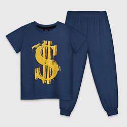 Пижама хлопковая детская Знак денег, цвет: тёмно-синий