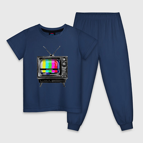 Детская пижама Старый телевизор no signal / Тёмно-синий – фото 1