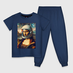 Пижама хлопковая детская Mona Lisa astronaut - neural network, цвет: тёмно-синий