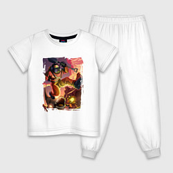 Пижама хлопковая детская Lethal Сompany: Running Fugu, цвет: белый