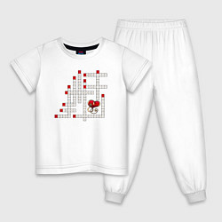 Пижама хлопковая детская Кроссворд с приятными эпитетами, цвет: белый