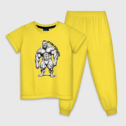 Пижама хлопковая детская Gym power сила зала, цвет: желтый
