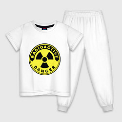 Пижама хлопковая детская Danger radiation sign, цвет: белый