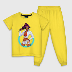Пижама хлопковая детская Йоруичи Шихоин из аниме и манги Блич, цвет: желтый