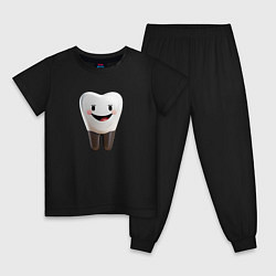 Пижама хлопковая детская Улыбающийся зуб, цвет: черный