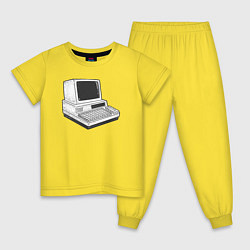 Пижама хлопковая детская Ретро компьютер, цвет: желтый