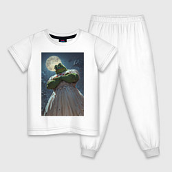 Пижама хлопковая детская Pepe в платье и с характером, цвет: белый