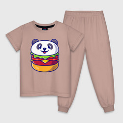 Пижама хлопковая детская Панда бургер, цвет: пыльно-розовый