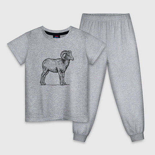 Детская пижама Баран сбоку / Меланж – фото 1