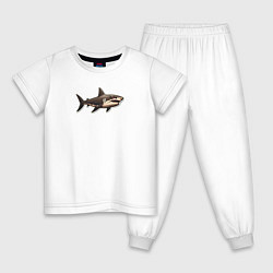 Пижама хлопковая детская Злая большая белая акула, цвет: белый