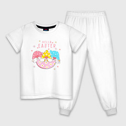 Пижама хлопковая детская Пасха гномы из яйца, цвет: белый
