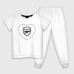 Пижама хлопковая детская Лого Arsenal в сердечке, цвет: белый