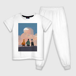 Пижама хлопковая детская Клинок рассекающий демонов Тандзиро Камадо Дзэнъиц, цвет: белый