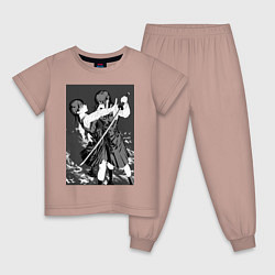 Пижама хлопковая детская Человек бензопила Аса Митака Йор, цвет: пыльно-розовый
