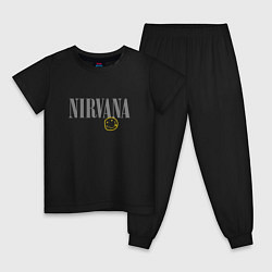 Пижама хлопковая детская Nirvana logo smile, цвет: черный