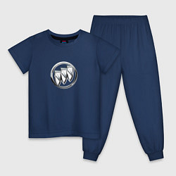 Пижама хлопковая детская Buick logo металик, цвет: тёмно-синий