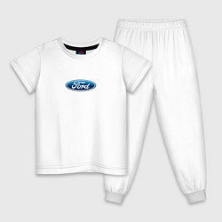 Пижама хлопковая детская FORD авто спорт лого, цвет: белый