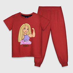 Пижама хлопковая детская Barbie power, цвет: красный