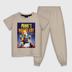 Пижама хлопковая детская Bart Simpson - punks not dead, цвет: миндальный