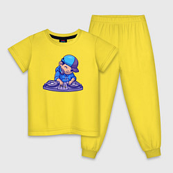 Пижама хлопковая детская Little dj, цвет: желтый