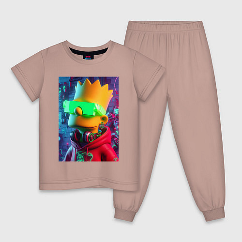 Детская пижама Чувак Барт Симпсон - нейросеть / Пыльно-розовый – фото 1