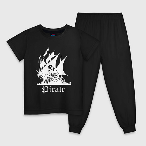 Детская пижама Пиратский корабль весёлый Роджер / Черный – фото 1