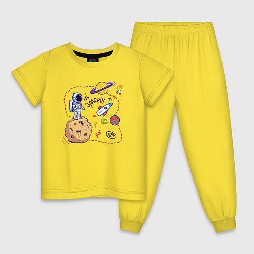 Детская пижама Путь космонавта / Желтый – фото 1