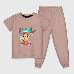 Пижама хлопковая детская Чоппер Тони Тони, цвет: пыльно-розовый