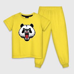 Пижама хлопковая детская Сердитая панда, цвет: желтый