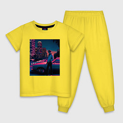 Пижама хлопковая детская Drive poster, цвет: желтый