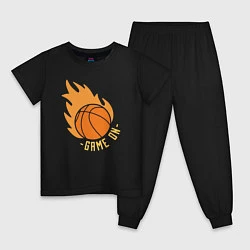 Пижама хлопковая детская Game on basketball, цвет: черный