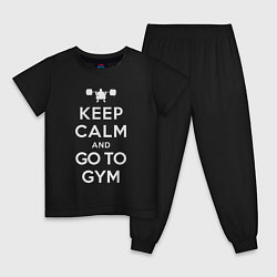 Пижама хлопковая детская Иди в спортзал, цвет: черный
