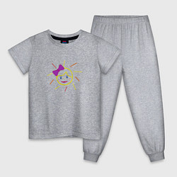 Пижама хлопковая детская Лицо девочки с бантиком, цвет: меланж