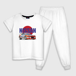 Пижама хлопковая детская Nissan Skyline GTR 32, цвет: белый