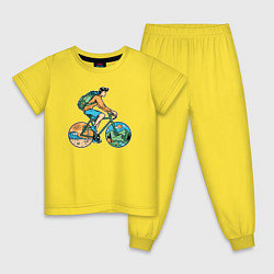 Пижама хлопковая детская Nature biker, цвет: желтый