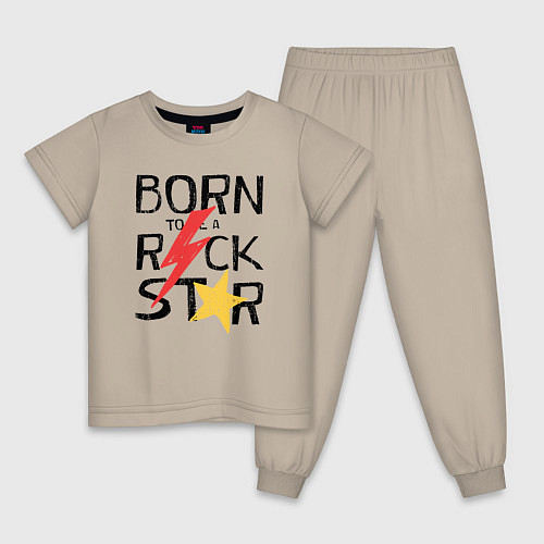 Детская пижама Рождён быть рок звездой / Миндальный – фото 1