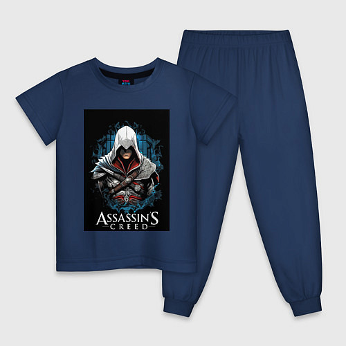 Детская пижама Assassins creed белый костюм / Тёмно-синий – фото 1