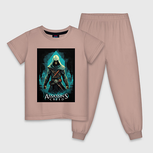 Детская пижама Assassins creed изумрудный туман / Пыльно-розовый – фото 1