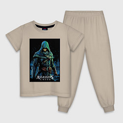 Пижама хлопковая детская Assassins creed в капюшоне, цвет: миндальный